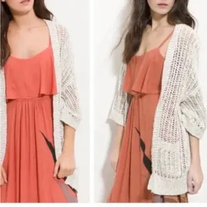 FREE PEOPLE‎ Gone Fishing Open Knit Cardigan Size XS Oversized EUC thumbnail 3