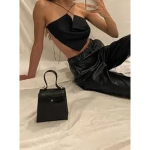 PRINCESS POLLY Julia Top Black Satin Backless Drape Cowl Neck Size US 6 S Small thumbnail 2
