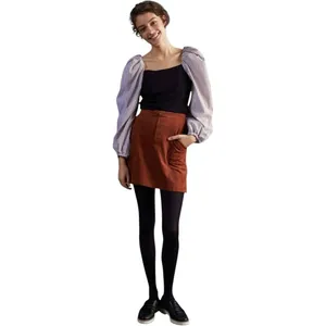 NWT Anthropologie Maeve Open Back Puff Sleeved Blouse Brown Stripes / Black‎ SP thumbnail 2
