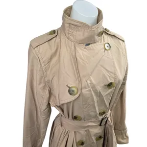 GAP Beige Long Sleeve Mock Neck Belted Double Breasted Trench Coat Jacket Size S thumbnail 2