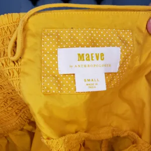 Maeve Anthropologie Yellow Babydoll Mini Dress Size S thumbnail 3