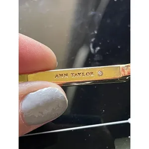 Ann Taylor Gold Tone Malachite Bar Cuff Bangle Bracelet thumbnail 7