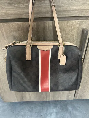Coach Nancy Satchel Signature Brown Logo Print Purse Bag EUC thumbnail 3