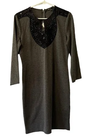 Armani Exchange Dress Charcoal Heather Size Large‎ Beaded Luxury Formal Wedding thumbnail 1