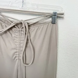 [TRESSER] Tan Criss Cross Tie Waist Ruched Low Rise Flare Leg Pants Size Small S thumbnail 7