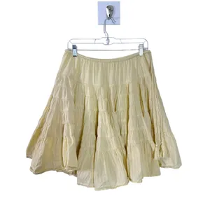 Free People Bohemian Many Layers Solid Midi Twirl Skirt Butter Yellow Large thumbnail 8