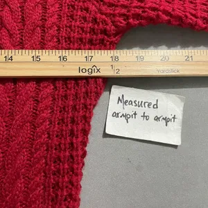 Sundance Cardigan Women Size Medium Red Longline Crochet Knit Open Front Sweater thumbnail 7
