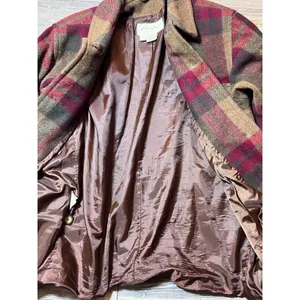 Vintage Eddie Bauer Women Plaid‎ Wool Blend Barn Chore Jacket Medium Oversized thumbnail 10
