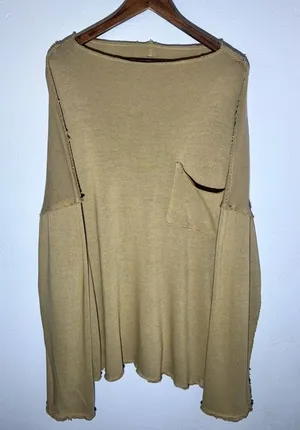We The Free Oversized Tan/Khaki Tunic Textured Sweater Size Large‎ thumbnail 1
