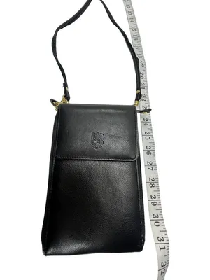 Black Leather Crossbody Bag With Adjustable Strap & Multiple Pockets 39I Size 8 thumbnail 6