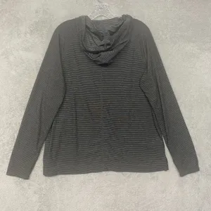Eddie Bauer Shirt Womens Large Gray Stripe Hoodie Performance Tee Pullover thumbnail 7