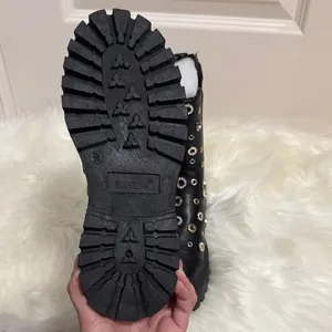 Bamboo Black‎ Studded Platform Vegan Leather Boots thumbnail 4
