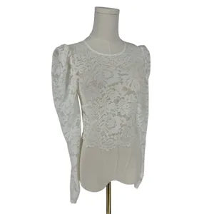 Generation Love White Floral Lace Puff Sleeve Cropped Top Size XXS thumbnail 3