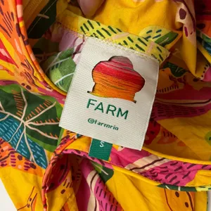 Farm Rio Yellow Beaks & Bananas Cotton Maxi Dress Small Tropical Toucan Tiered‎ thumbnail 8