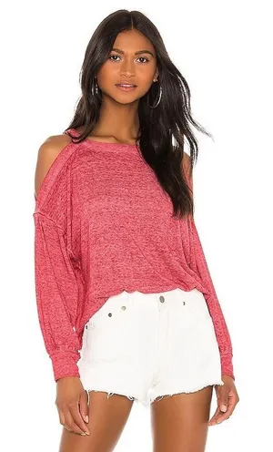 We The Free Chill‎ Out Long Sleeve Tee Red in Pink Medium Cold Shoulder Casual thumbnail 1