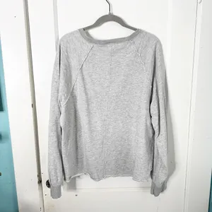 Anthropologie Pilcro Reworked Popover V-Neck Sweatshirt Cotton Gray Distressed L thumbnail 10