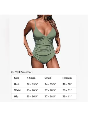 NEW CUPSHE Women's 1 Piece Swimsuit Tummy Control V Neck Bathing Suits MED 8/10 thumbnail 4