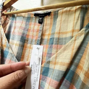 Anthropologie Drew Babydoll Dress S Plaid Prairie Cottagecore Cotton Boho Barn thumbnail 3