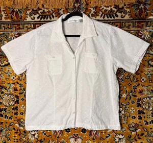 90s VTG Allyson Whitmore Raised Swiss Dot Embroidered White Shirt XL 100% Cotton thumbnail 1