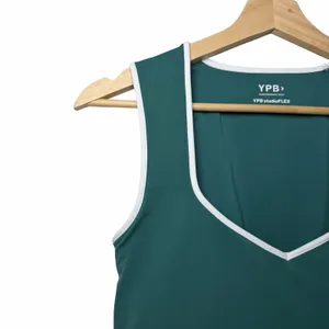 Abercrombie YPB studioFLEX Portrait Tank Women M Green White Trim Cropped Preppy thumbnail 5