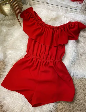 Red Strapless Romper thumbnail 1