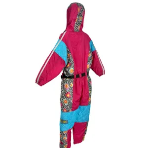 Vintage 90s Blue Pink Checkerboard Hooded Ski Suit One Piece Size S *GOOD* thumbnail 14