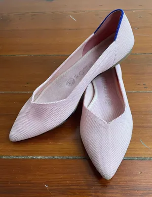 Rothy's The Point Flats Womens 6.5 Blush Pink Blue Knit Pointed Toe thumbnail 1