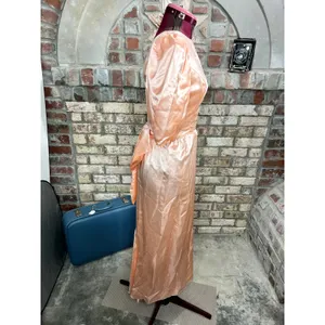 Formal dress puff sleeves big bow vintage 1980s peach thumbnail 7