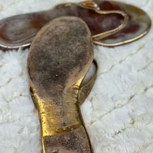 Gucci Gold and Brown Sandals with Metallic Straps thumbnail 9