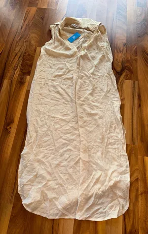 Cupshe Maxi swim cover XS Beige New Sleeveless Collared V-Neck‎ Side Slit Boho thumbnail 1