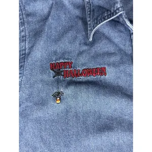 VTG 90s Women's M/L Denim Halloween Embroidered Button Down Long Sleeve Shirt thumbnail 4
