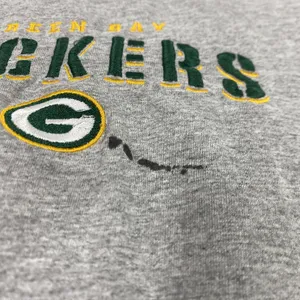 Green Bay Packers Shirt Mens Gray NFL Football Long Sleeve Crewneck Embroidered thumbnail 3