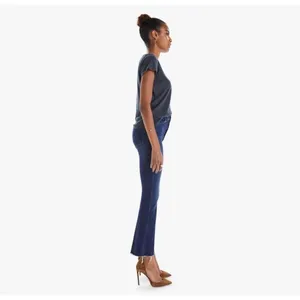 Mother The Hustler Ankle Fray Jeans High Rise‎ Flare Freebird Dark Blue Wash 26 thumbnail 2