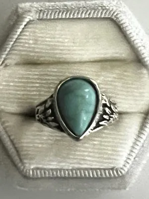 Bohemian/Aztec Design Faux Turquoise Stainless Steel Silver Ring Size 6 NWT thumbnail 2