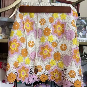 Zara Floral Crochet Mini Skirt Xs thumbnail 5