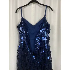 Stacees Dark Navy Sequin Mini Dress Sz.8 NWT Blue thumbnail 10