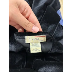 Choices Petite Black Velvet Asymmetrical Ruffle‎ Midi Skirt PL KVTK0138 thumbnail 3