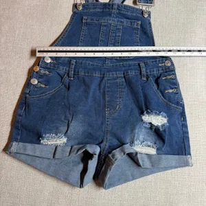 Denim Overalls Distressed‎ Ripped Shortalls Small Blue Summer Festival Wear thumbnail 3