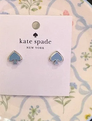 NWT Kate Spade Silver & Sky Blue Spade Stud Earrings thumbnail 1