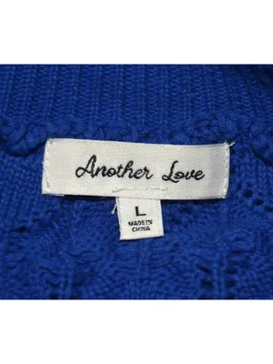 ANOTHER LOVE Size L Pointelle MIRA Flutter Sleeve Cardigan Sweater Cobalt Blue thumbnail 11