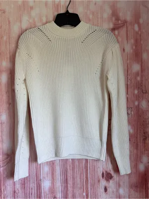 English Factory Ivory Puff Sleeve High Crewneck Sweater Size XS thumbnail 2
