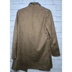 NWT Haute Monde brown Faux suede blazer coat size Small. thumbnail 4