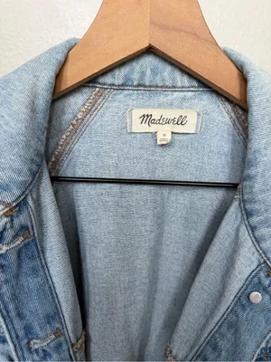 Madewell Washed Light Blue Denim Trucker Jacket Size Medium 100% Cotton thumbnail 4