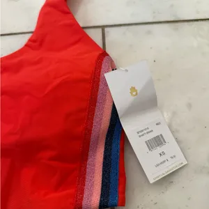 Spiritual Gangster Red Sports Bra with Striped Detail thumbnail 2