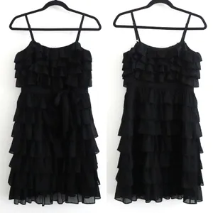 Vintage Y2K Juicy Couture Black Silk Blend Tie Front Ruffle Mini Dress Size 0 thumbnail 2