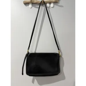 VTG Coach 70's Basic Bag Made in NYC USA Black Leather Clutch Wristlet Crossbody thumbnail 2