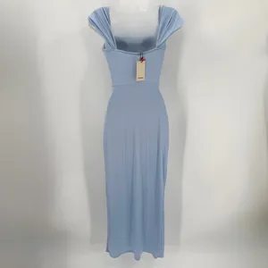 Popilush Dress Womens S Blue Formal Gown Shapewear Ruched Off Shoulder Strap NEW thumbnail 2