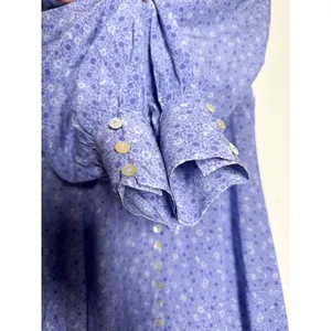 Realisation Par The Vivienne Blue Floral 100% Silk Midi Dress L thumbnail 6