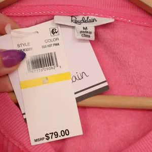 Roudelain 2-PC Pajamas Set Womens M Pink Stretch Fleece Sleepwear Henley Neck‎ thumbnail 3