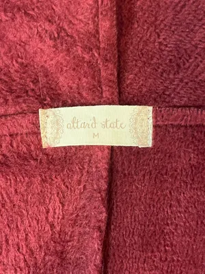 Altar'd State Burgundy Faux Fur Hooded Vest Sleeveless Open Cardigan Size M NWT thumbnail 10